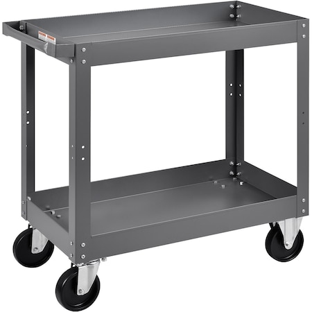 Global Industrial 2 Shelf Deep Tray Steel Stock Cart, 800 Lb. Capacity, 30L x 16W x 32H 988837